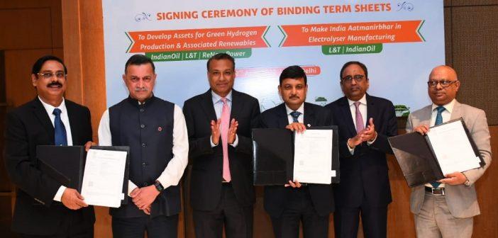 IndianOil, L&T and ReNew to form JV for development of Green Hydrogen Business.