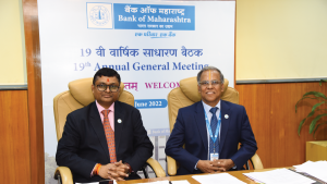 Mumbai: Bank of Maharashtra, conducts 19th Annual General Meeting (AGM) on 28th June, 2022 through video-conference inter aliato approve and adopt the Balance Sheet along with Profit and Loss Account of the Bank for the year ended 31st March 2022. While adopting the Balance Sheet as on 31st March 2022,shareholdersapproved the resolution of declaration of dividend and capital raising. The shareholders further expressed their faith and confidence in the Bank and its leadership team.