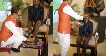 MP CM Chouhan washes tribal man's feet who was urinated on
