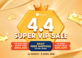 Shopee Expands VIP Benefits This 4.4 with Daily Free Shipping RM0 Minimum Spend, Early Access Deals and Vouchers Worth Up to RM4,400