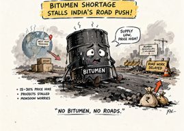 Bitumen Shortage Hits India’s Road Projects: Global Crisis Slows Infrastructure Push